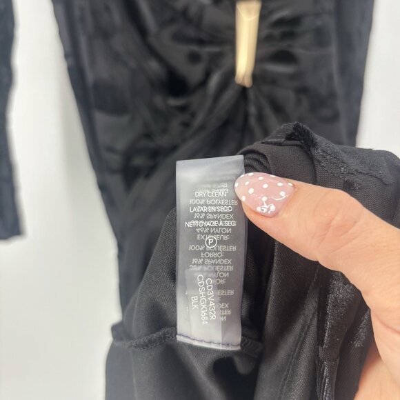 Calvin Klein Womens Black Velvet Mini Burnout Sheath Dress Size 12 Floral - Picture 8 of 12